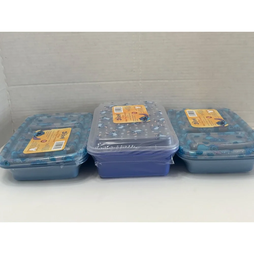 Disney Stitch 3-Pack 4-Piece Meal Prep Container Set BPA Free Blue Purple New